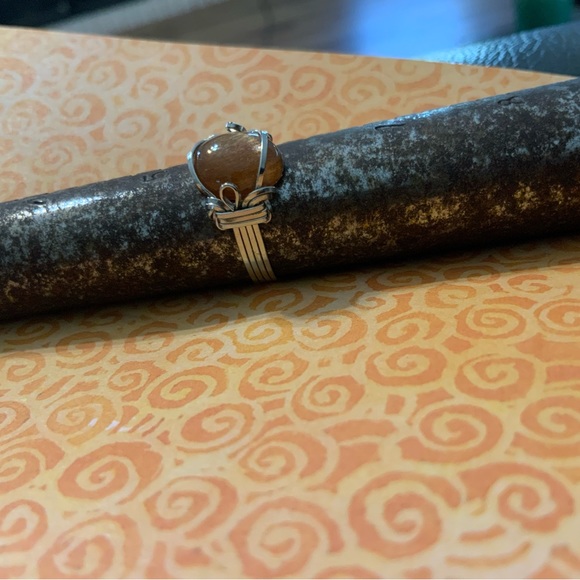 Vintage 925 Wire-Wrapped w/ Rare Natural Gold Rutilated Quartz Sz 6 - Picture 13 of 15